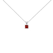 Bids.com 14K White Gold 5x5 MM Square Shaped Purple Amethyst Solitaire Pendant Necklace Necklaces