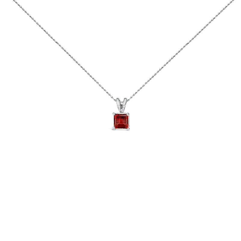 Bids.com 14K White Gold 5x5 MM Square Shaped Purple Amethyst Solitaire Pendant Necklace Necklaces