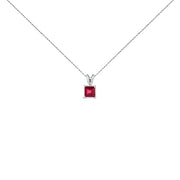 Bids.com 14K White Gold 5x5 MM Square Shaped Purple Amethyst Solitaire Pendant Necklace Necklaces
