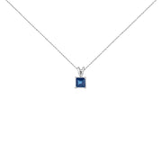 Bids.com 14K White Gold 5x5 MM Square Shaped Purple Amethyst Solitaire Pendant Necklace Necklaces