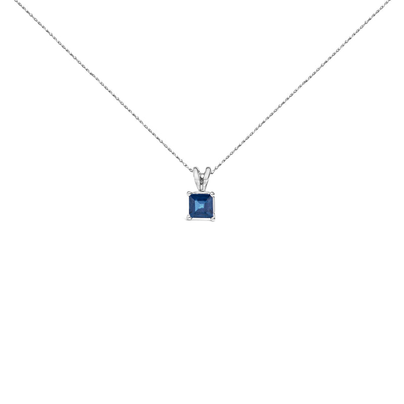 Bids.com 14K White Gold 5x5 MM Square Shaped Purple Amethyst Solitaire Pendant Necklace Necklaces