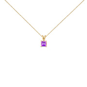 Bids.com 14K White Gold 5x5 MM Square Shaped Purple Amethyst Solitaire Pendant Necklace Necklaces