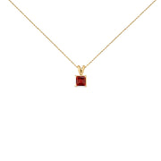 Bids.com 14K White Gold 5x5 MM Square Shaped Purple Amethyst Solitaire Pendant Necklace Necklaces