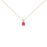 Bids.com 14K White Gold 5x5 MM Square Shaped Purple Amethyst Solitaire Pendant Necklace Necklaces