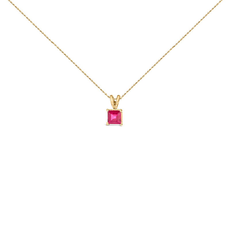 Bids.com 14K White Gold 5x5 MM Square Shaped Purple Amethyst Solitaire Pendant Necklace Necklaces
