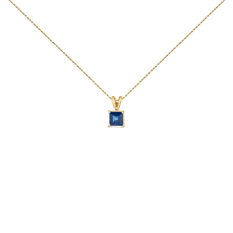 Bids.com 14K White Gold 5x5 MM Square Shaped Purple Amethyst Solitaire Pendant Necklace Necklaces
