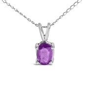 Bids.com 14K White Gold 6x4MM Oval Shaped Purple Amethyst Solitaire Pendant Necklace Necklaces