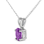 Bids.com 14K White Gold 6x4MM Oval Shaped Purple Amethyst Solitaire Pendant Necklace Necklaces