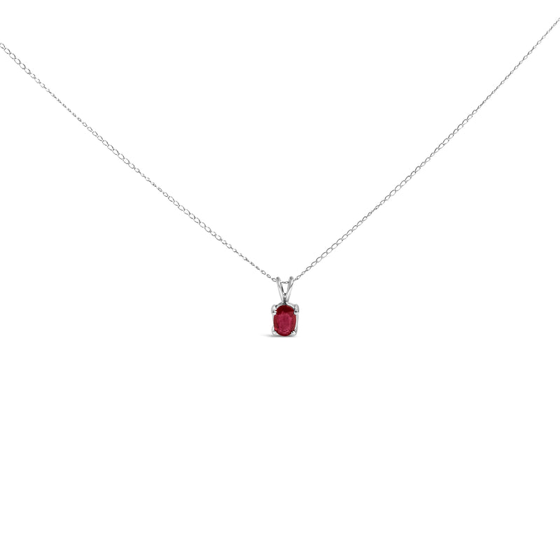 Bids.com 14K White Gold 6x4MM Oval Shaped Purple Amethyst Solitaire Pendant Necklace Necklaces