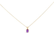 Bids.com 14K White Gold 6x4MM Oval Shaped Purple Amethyst Solitaire Pendant Necklace Necklaces