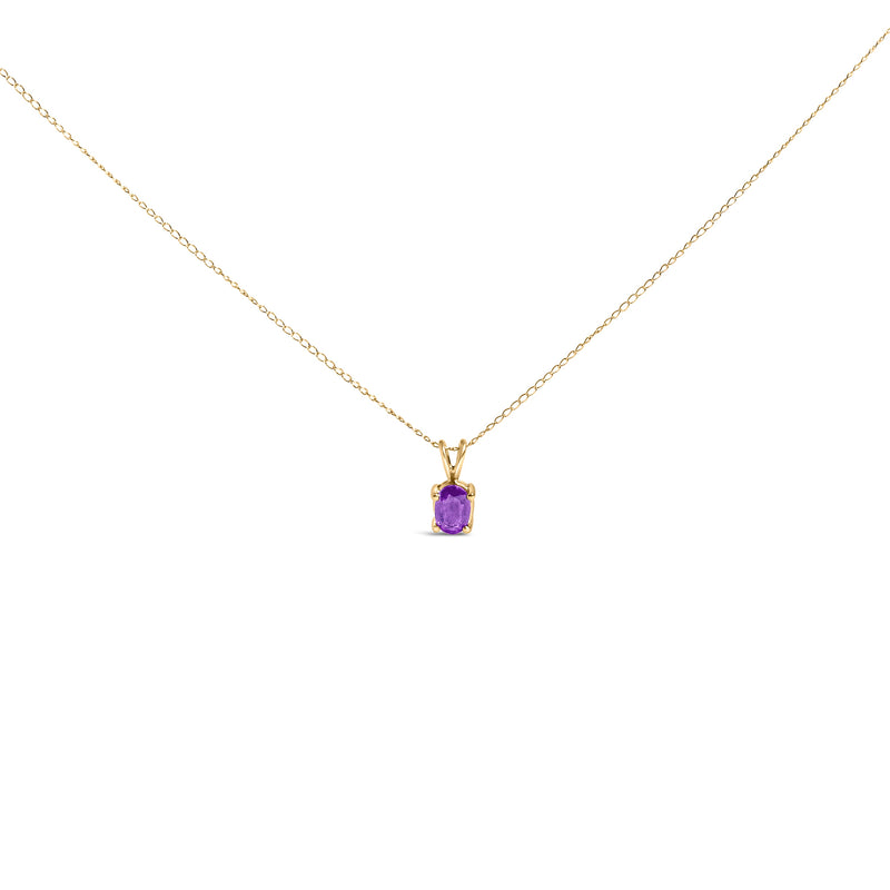 Bids.com 14K White Gold 6x4MM Oval Shaped Purple Amethyst Solitaire Pendant Necklace Necklaces
