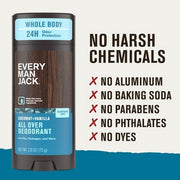 This is Beauty US Every Man Jack All Over Solid Deodorant Coconut + Vanilla 2.6oz - New HEALTH AND BEAUTY
