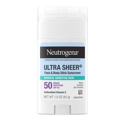 This is Beauty US Neutrogena Mineral Ultra Sheer Face and Body Sunscreen Stick SPF 50 1.5oz - Imperfect Container HEALTH AND BEAUTY