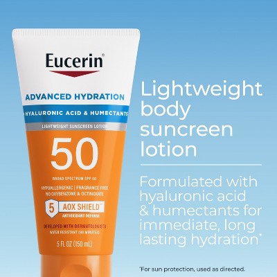This is Beauty US Eucerin Advanced Hydration Sunscreen Lotion SPF 50 5 fl oz - Imperfect Container HEALTH AND BEAUTY