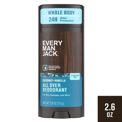 This is Beauty US Every Man Jack All Over Solid Deodorant Coconut + Vanilla 2.6oz - New HEALTH AND BEAUTY