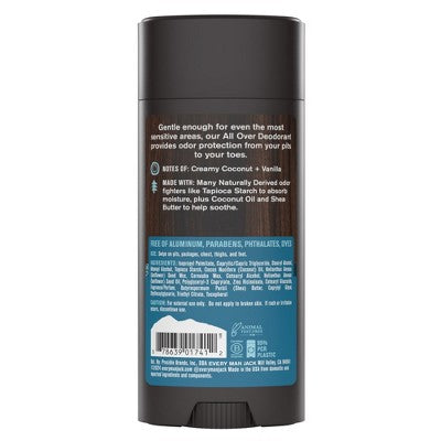 This is Beauty US Every Man Jack All Over Solid Deodorant Coconut + Vanilla 2.6oz - New HEALTH AND BEAUTY