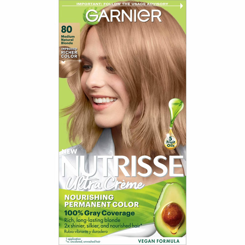 Garnier Garnier Nutrisse Ultra Color Nourishing Color Creme 80 Medium Natural Blonde Butternut Hair Color