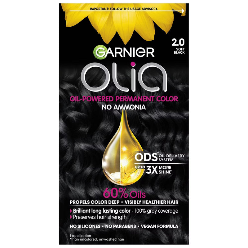 Garnier Garnier Olia Oil Powered Permanent Haircolor 2.0 Soft Black Hair Color