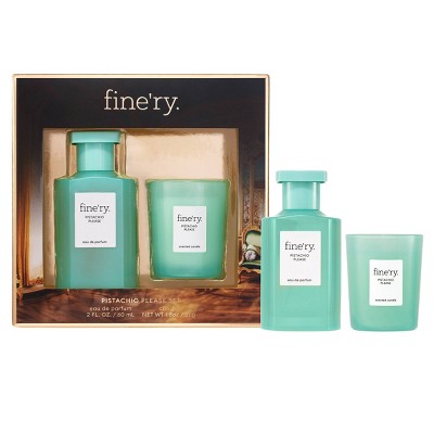 This is Beauty US fine'ry. Full Size EDP + Mini Candle Gift Set Pistachio Please 2pc - Imperfect Box HEALTH AND BEAUTY