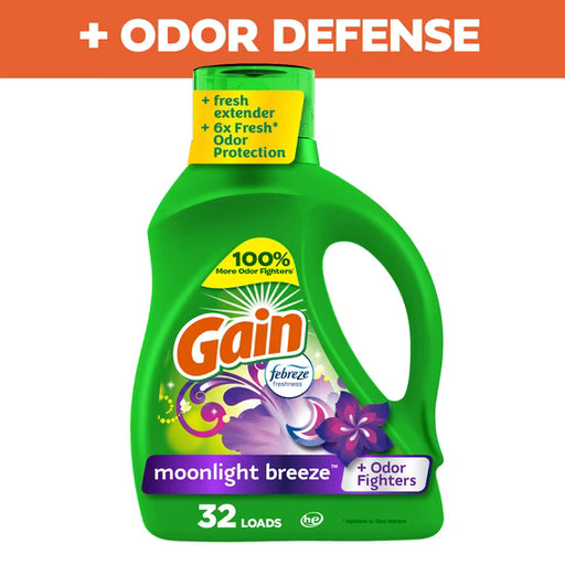 Gain Gain Liquid Laundry Detergent with Febreze, Moonlight Breeze Scent - 46 oz Laundry Supplies White Smoke