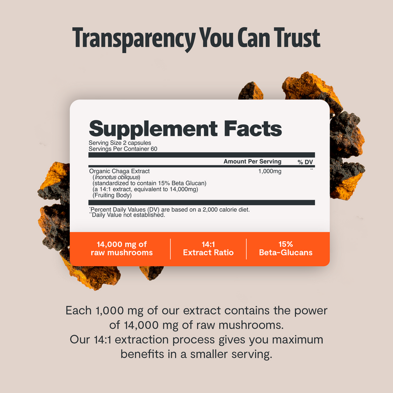 FreshCap Mushrooms Chaga Mushroom Extract Capsules Capsules