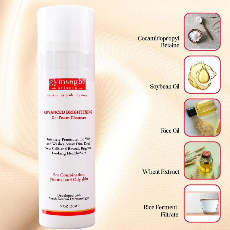 gymsegbë Advanced Brightening Gel Foam Cleanser | Rice Extract Anti-Aging Facial