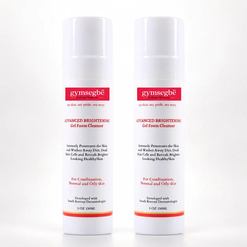 gymsegbë Advanced Brightening Gel Foam Cleanser | Rice Extract Anti-Aging Facial White Smoke 2 bottles Save $1.99