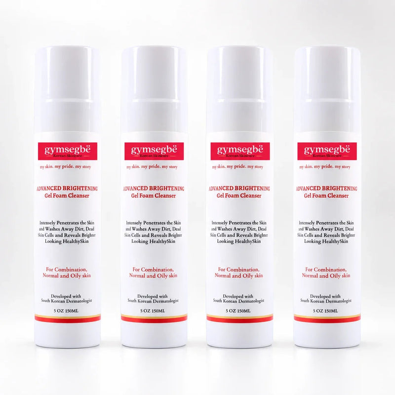gymsegbë Advanced Brightening Gel Foam Cleanser | Rice Extract Anti-Aging Facial White Smoke 4 Bottles Save $7.97