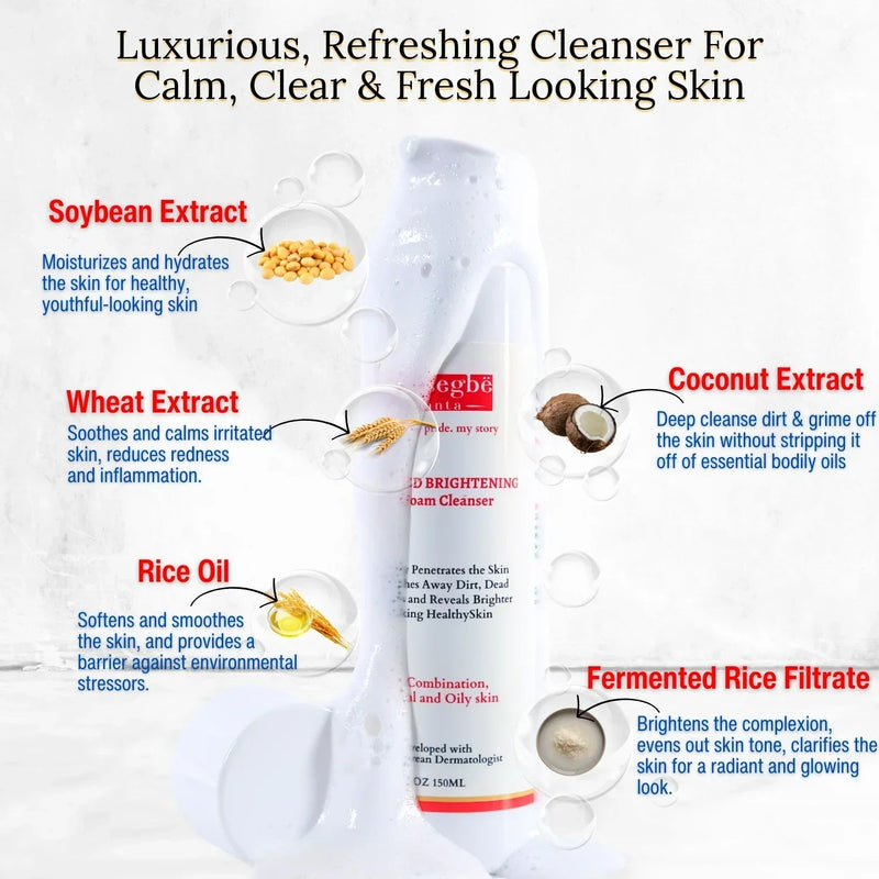 gymsegbë Advanced Brightening Gel Foam Cleanser | Rice Extract [BACK IN STOCK 9/13] Anti-Aging Facial White Smoke 1 Bottle,2 bottles Save $1.99,3 Bottles Save $5.98,4 Bottles Save $7.97