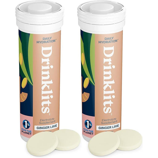 Drinklits Ginger-Lime Hydration Electrolyte Tablets (2) Tube Bundle with Organic Ginger Hydration Electrolyte Tablets