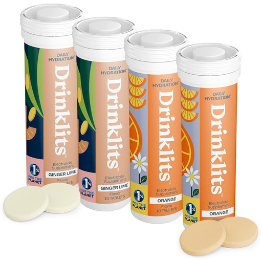 Drinklits Drinklits Ginger-Lime & Orange Electrolyte Tablets (4) Tube Bundle | Daily Hydration Combo Hydration Electrolyte Tablets