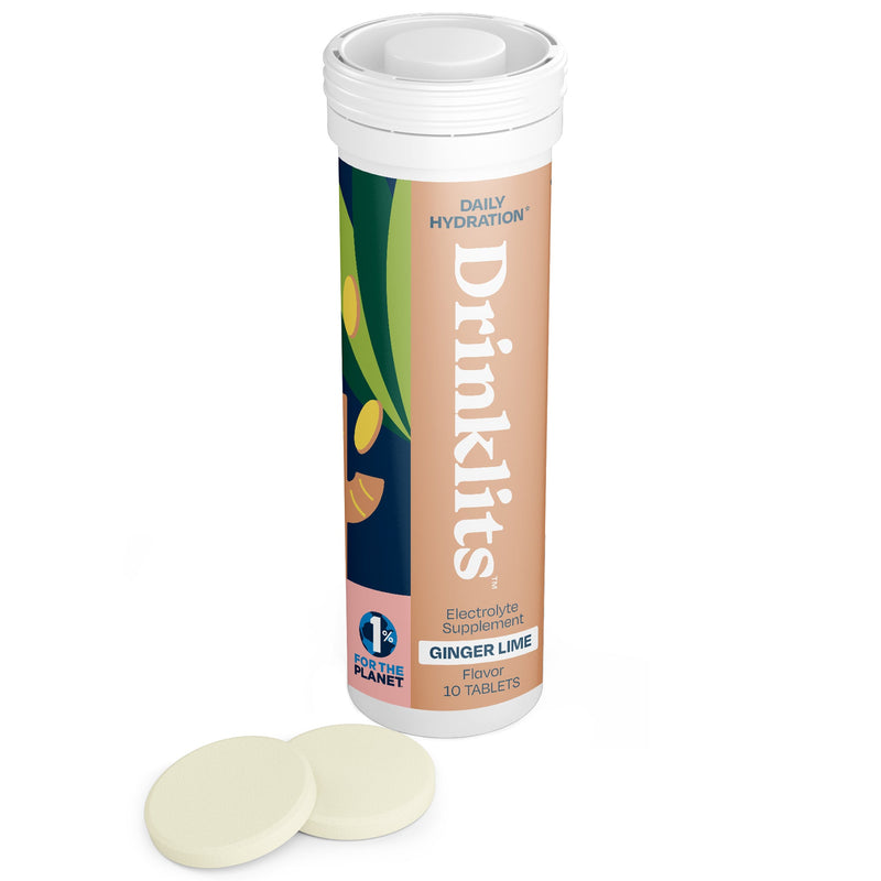 Drinklits GINGER-LIME Electrolyte Tablets for Daily Hydration (8 Tubes, 80 Servings) Hydration Electrolyte Tablets