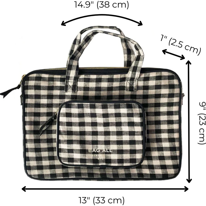 Bag-All - Laptop Case 13", Handle & Charger Pocket, Gingham