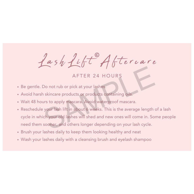 GladGirl LashLift After Care Instructions & Appointment Card - 25 per Quantity Marketing