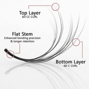 GladGirl 6D Double Layered Signature Mink PreMade Lash Fans - CC Curl & D Curl 0.03 x 8-15mm Eyelashes