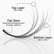 GladGirl 6D Double Layered Signature Mink PreMade Lash Fans - CC Curl & D Curl 0.03 x 8-15mm Eyelashes