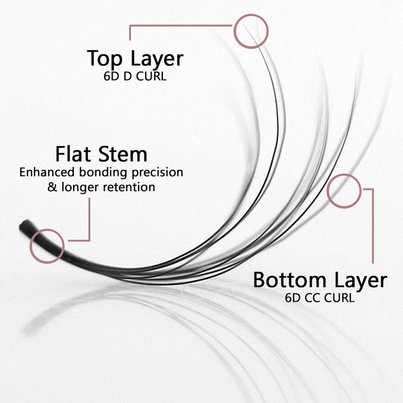 GladGirl 6D Double Layered Signature Mink PreMade Lash Fans - CC Curl & D Curl 0.03 x 8-15mm Eyelashes