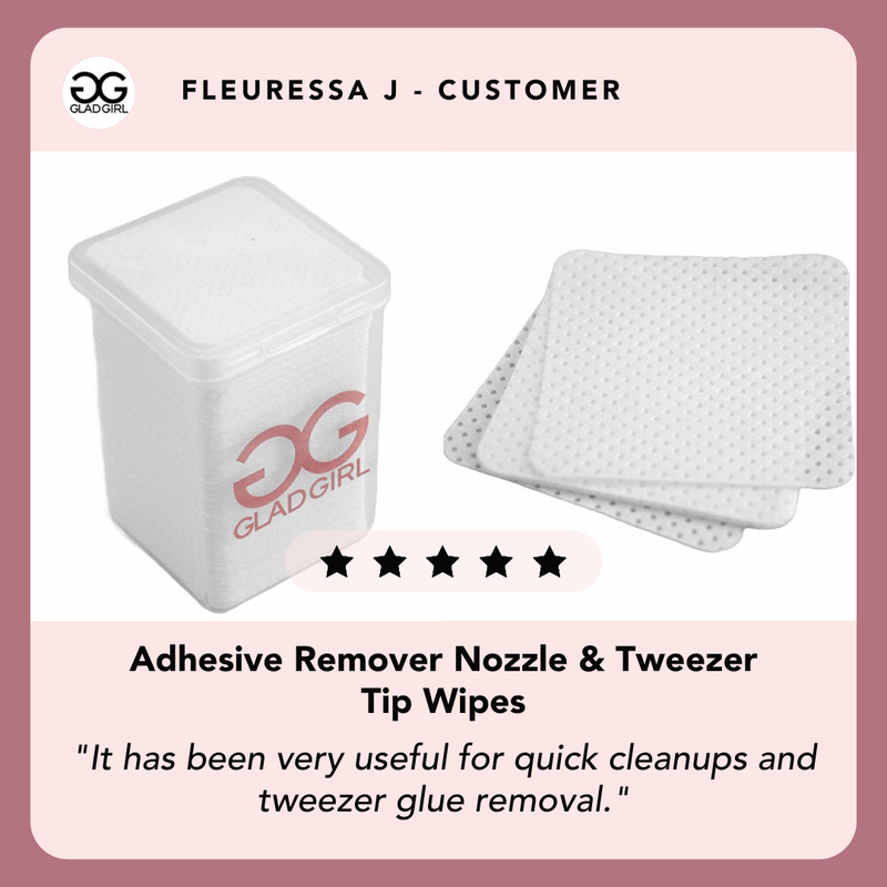 GladGirl Adhesive Remover Nozzle & Tweezer Tip Wipes Glue & Remover