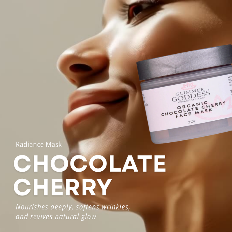 Glimmer Goddess® Organic Skin Care Organic Chocolate Cherry Face Mask – Antioxidant Anti-Aging Treatment Masks & Peels