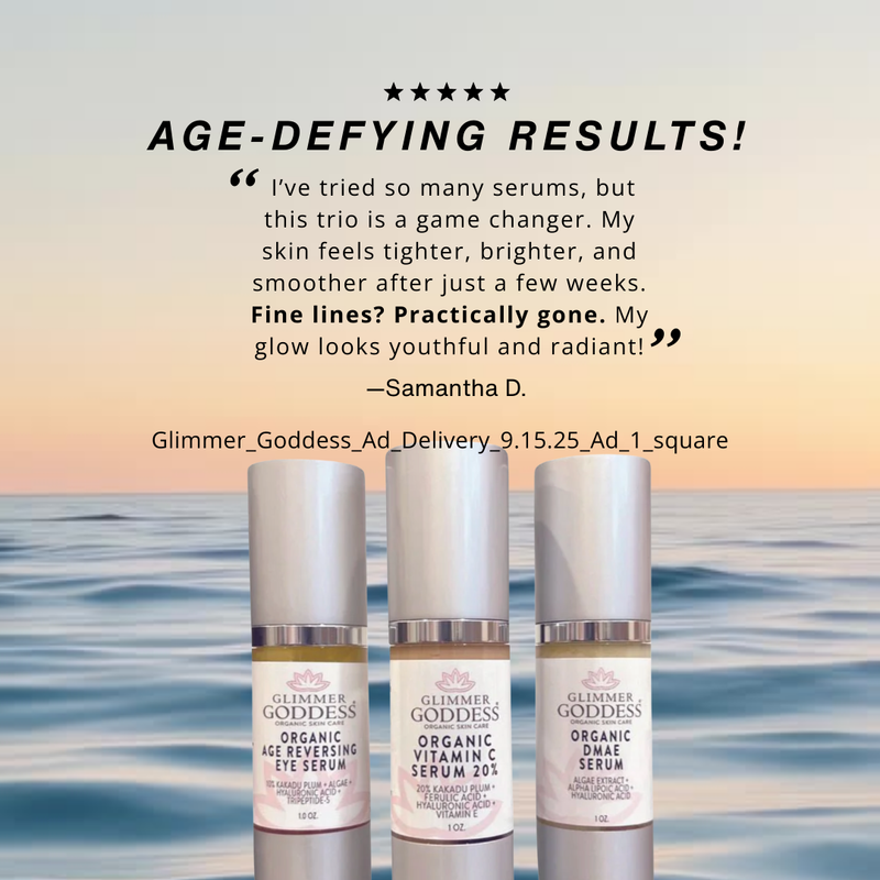 Glimmer Goddess® Organic Skin Care Organic Anti-Aging Trio – Vitamin C & Firming Serums Anti-Aging Skin Care Kits