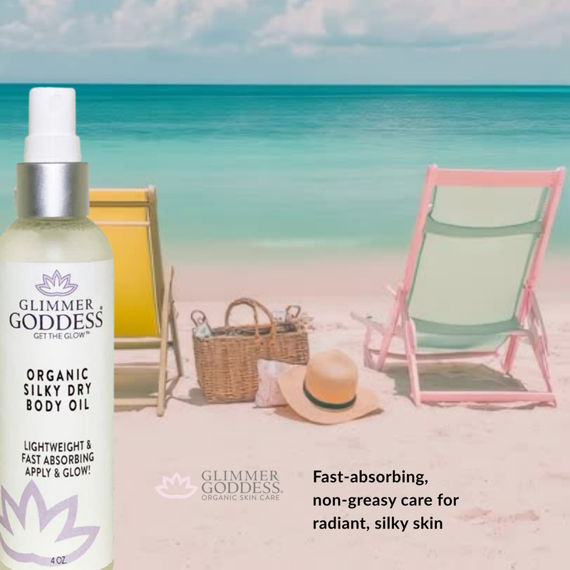 Glimmer Goddess® Organic Skin Care Organic Silky Dry Body Oil – Fast-Absorbing Formula Lotions & Creams
