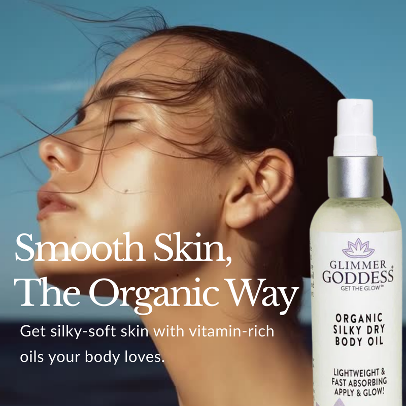 Glimmer Goddess® Organic Skin Care Organic Silky Dry Body Oil – Fast-Absorbing Formula Lotions & Creams