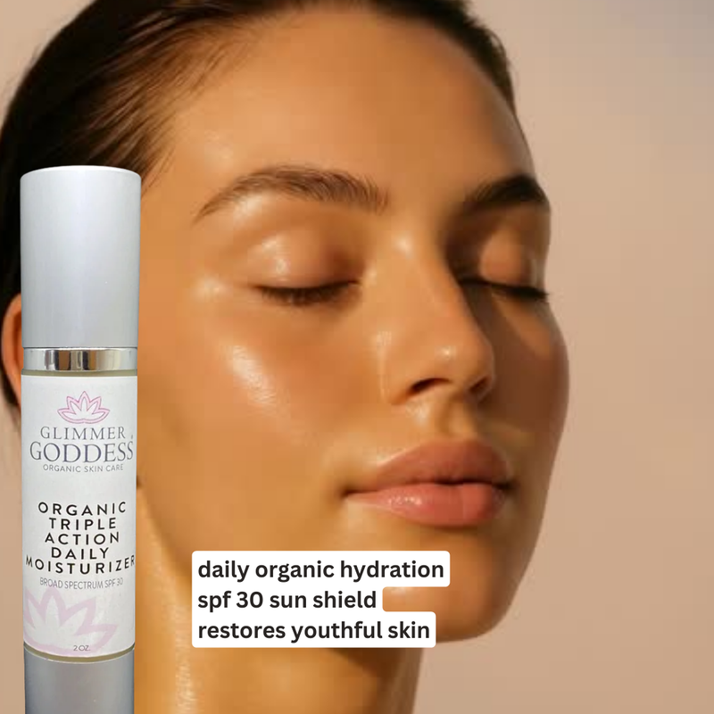 Glimmer Goddess® Organic Skin Care Triple Action Daily Moisturizer – Organic SPF 30 Moisturizers