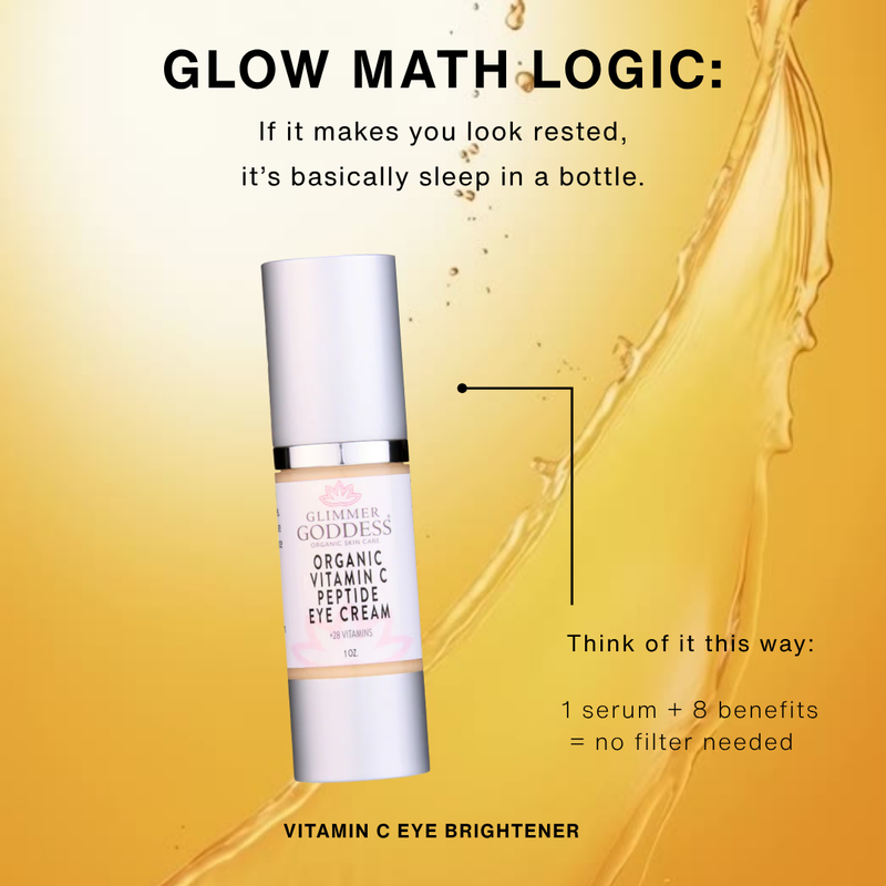 Glimmer Goddess® Organic Skin Care Organic Vitamin C Eye Serum – Peptide Treatment for Dark Circles For Eyes