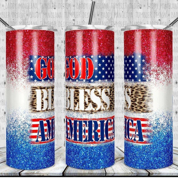 God Bless America - Patriotic-Leopard Vintage Tumbler by Crafty Casey's