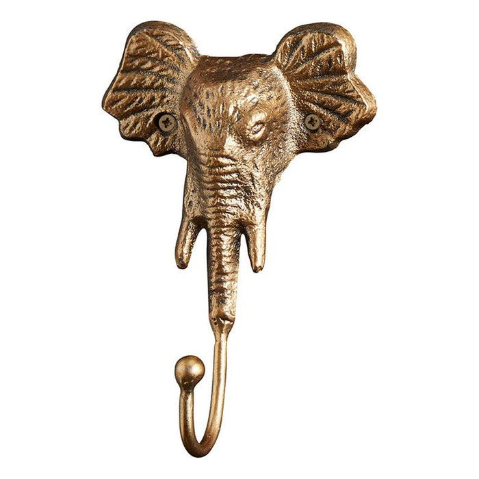 Gold Metal Elephant Hook | Wall Mounted Decorative Hook | 6" x 4"