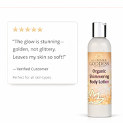 Glimmer Goddess® Organic Skin Care Organic Gold Shimmer Body Lotion – Buildable Luminous Glow Shimmer