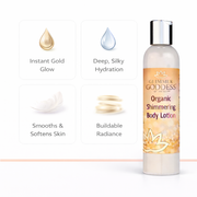 Glimmer Goddess® Organic Skin Care Organic Gold Shimmer Body Lotion – Buildable Luminous Glow Shimmer