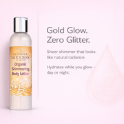 Glimmer Goddess® Organic Skin Care Organic Gold Shimmer Body Lotion – Buildable Luminous Glow Shimmer