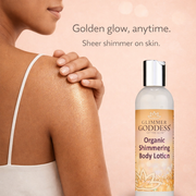 Glimmer Goddess® Organic Skin Care Organic Gold Shimmer Body Lotion – Buildable Luminous Glow Shimmer